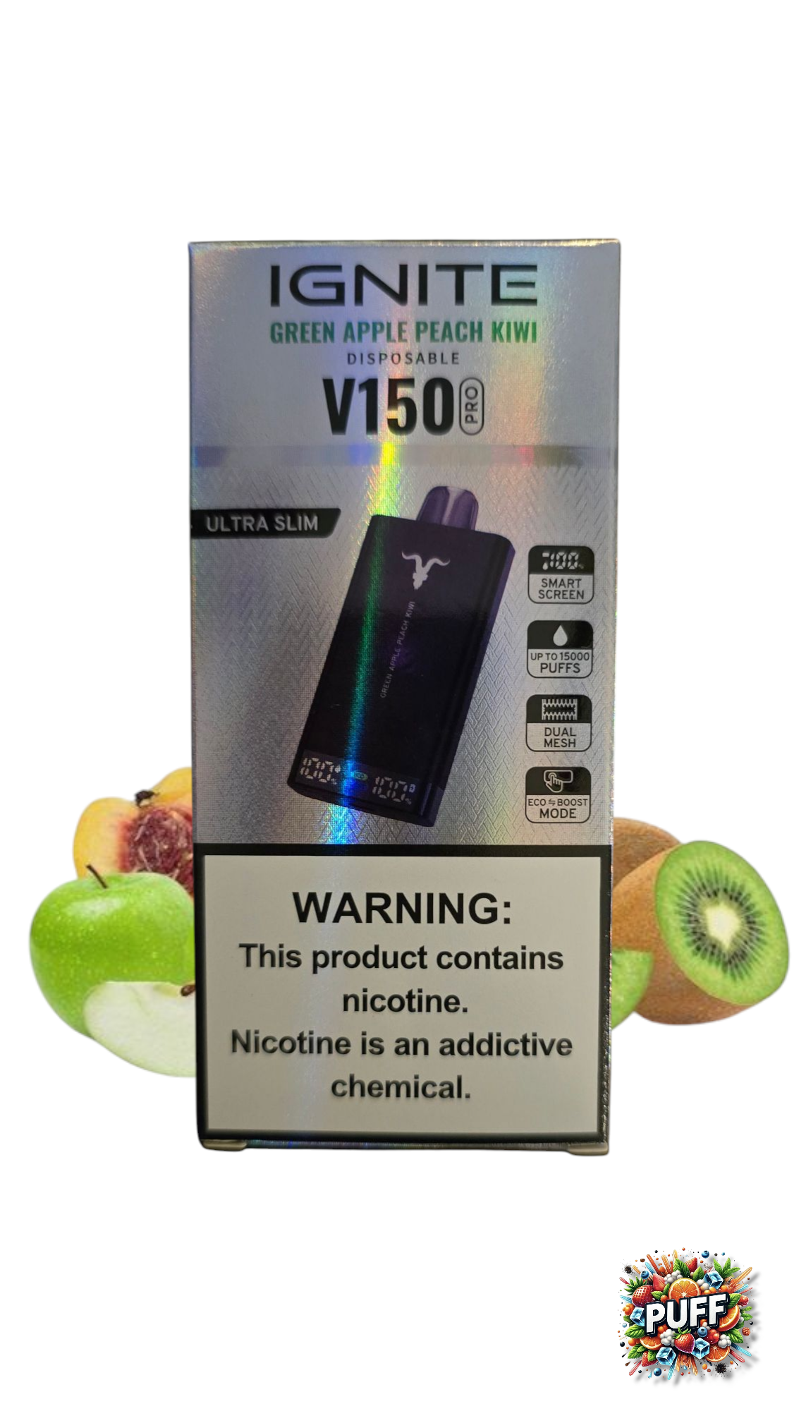 IGNITE V150 PRO 15.000 PUFF GREEN APPLE PEACH KIWI